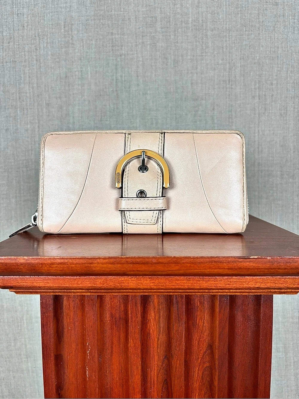 Coach SoHo Blush Buckle Zip Around Wallet 8” x 4” — Significant Interior Wear